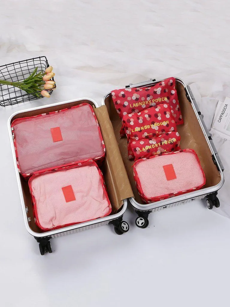 6 Pcs Travel Bags Set Floral Storage Bag