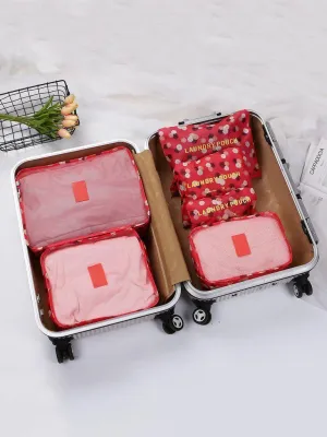 6 Pcs Travel Bags Set Floral Storage Bag