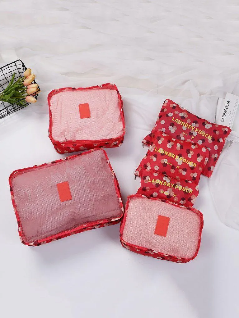 6 Pcs Travel Bags Set Floral Storage Bag