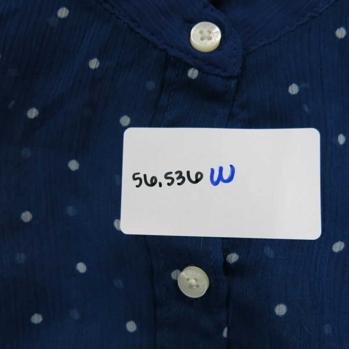 Abercrombie & Fitch Womens Button Up Shirt Sleeveless Polka Dots Blue Size Small