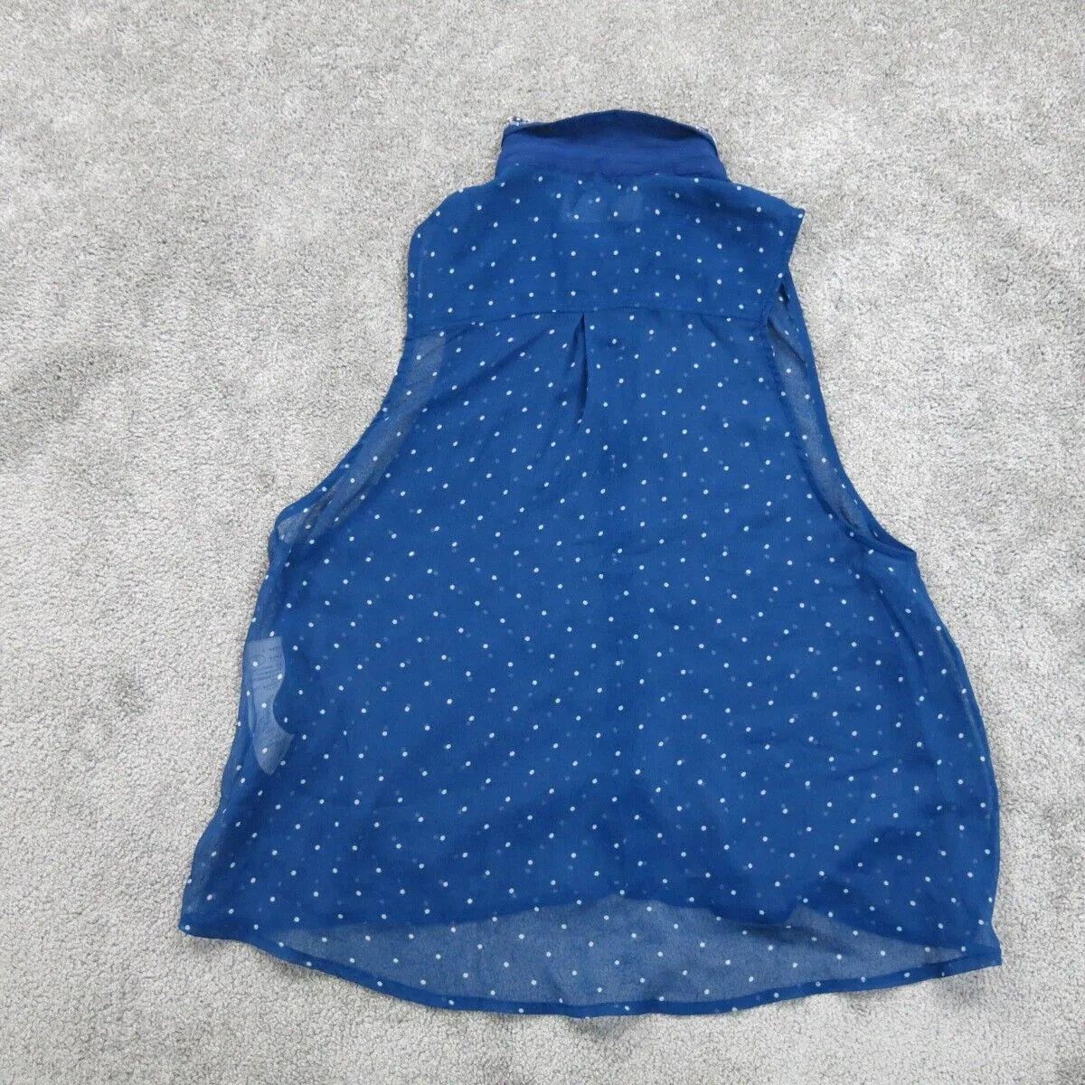Abercrombie & Fitch Womens Button Up Shirt Sleeveless Polka Dots Blue Size Small
