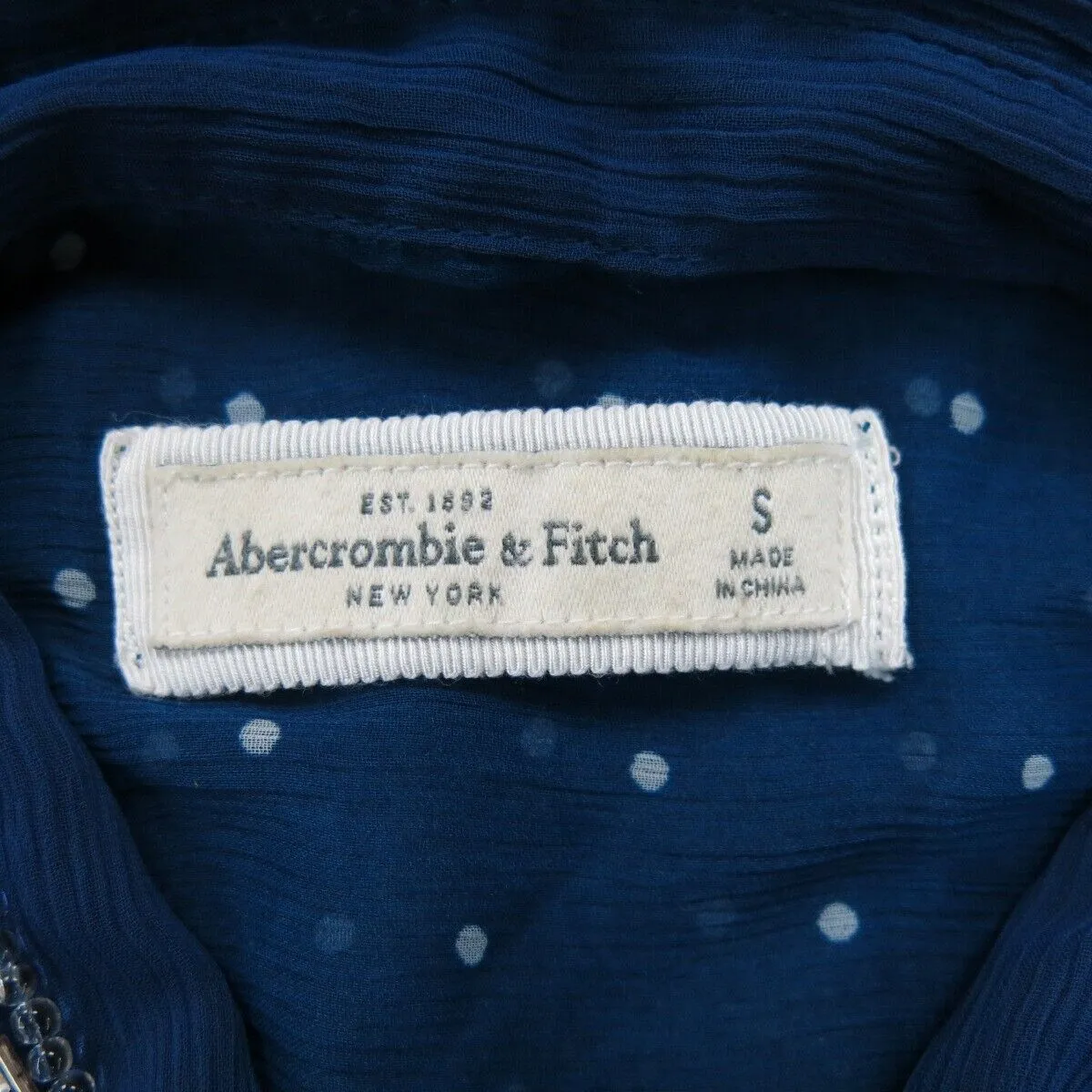 Abercrombie & Fitch Womens Button Up Shirt Sleeveless Polka Dots Blue Size Small