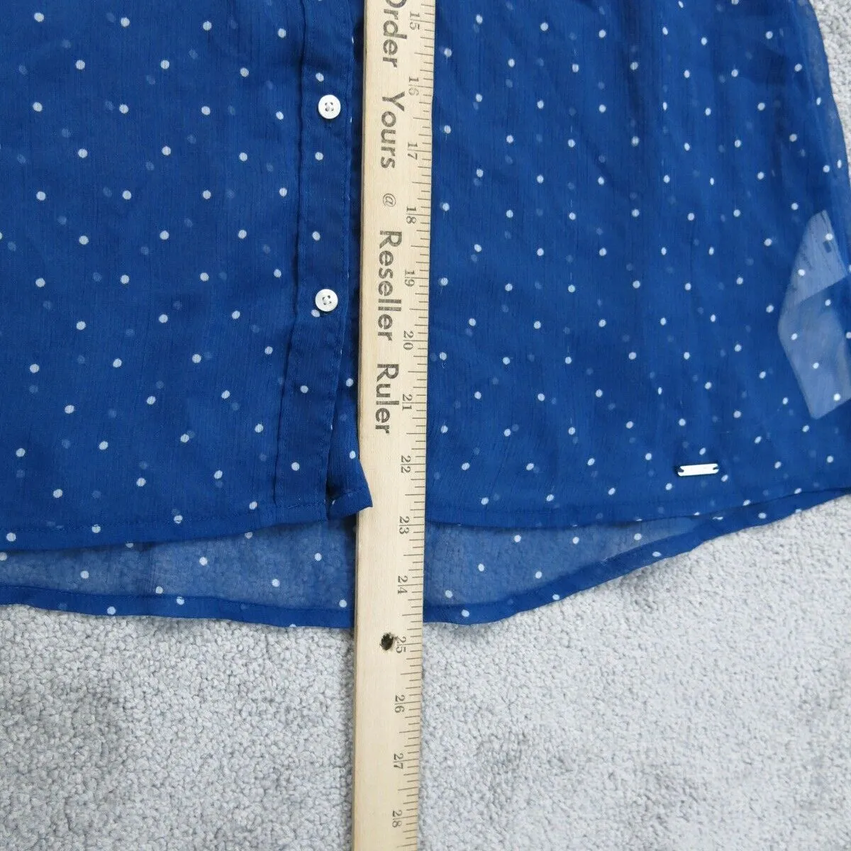 Abercrombie & Fitch Womens Button Up Shirt Sleeveless Polka Dots Blue Size Small