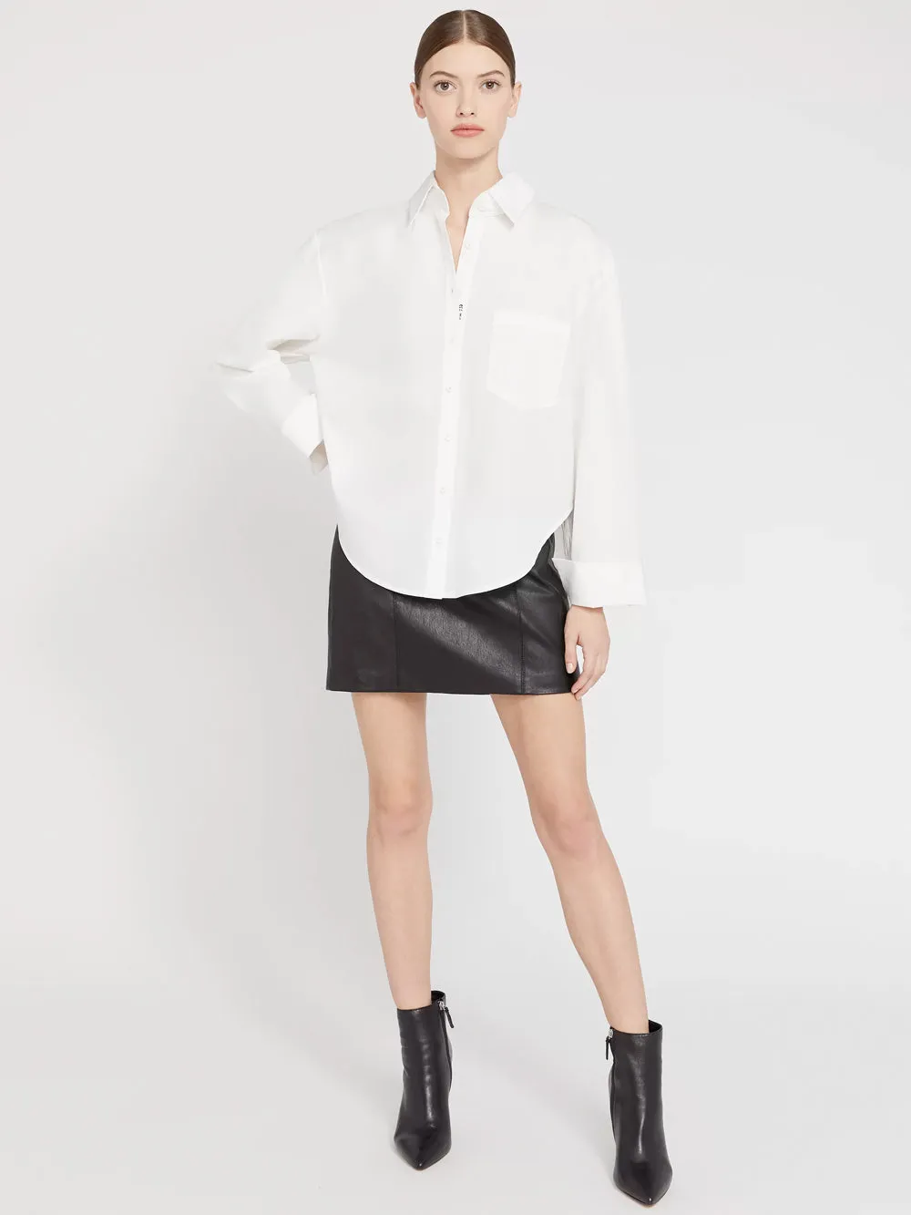 Alice   Olivia - Finely Oversized Button Down Shirt Off White