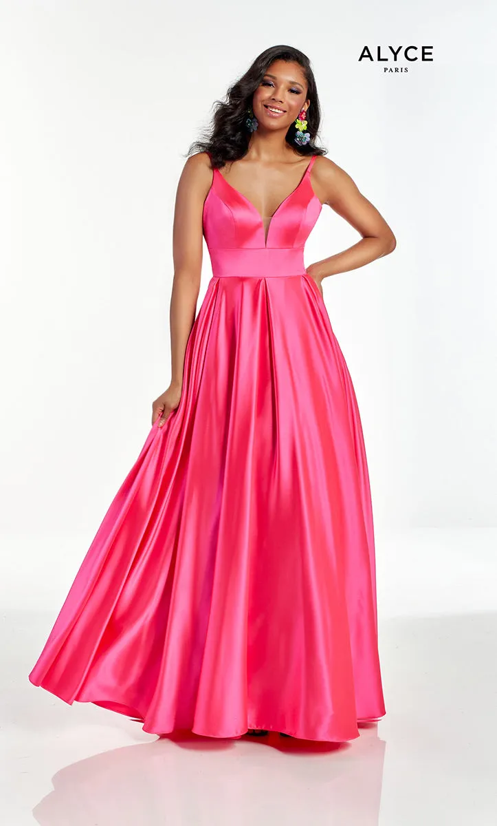 ALYCE Paris 1626 Bright Yellow Satin A-Line Dress - Size 6
