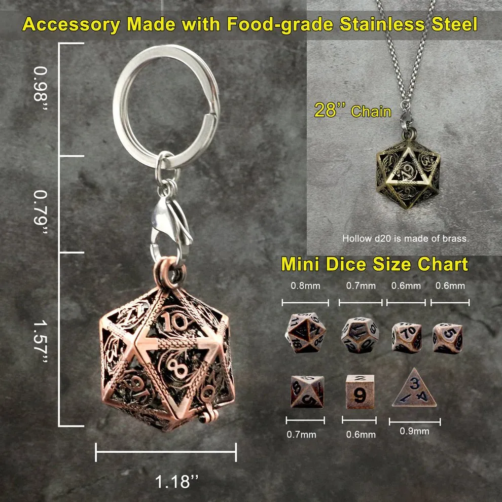 Antique Copper Mini Dice & Copper Dice Cage Set