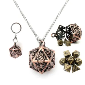 Antique Copper Mini Dice & Copper Dice Cage Set
