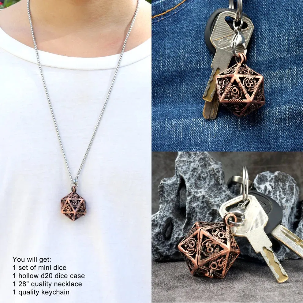 Antique Copper Mini Dice & Copper Dice Cage Set