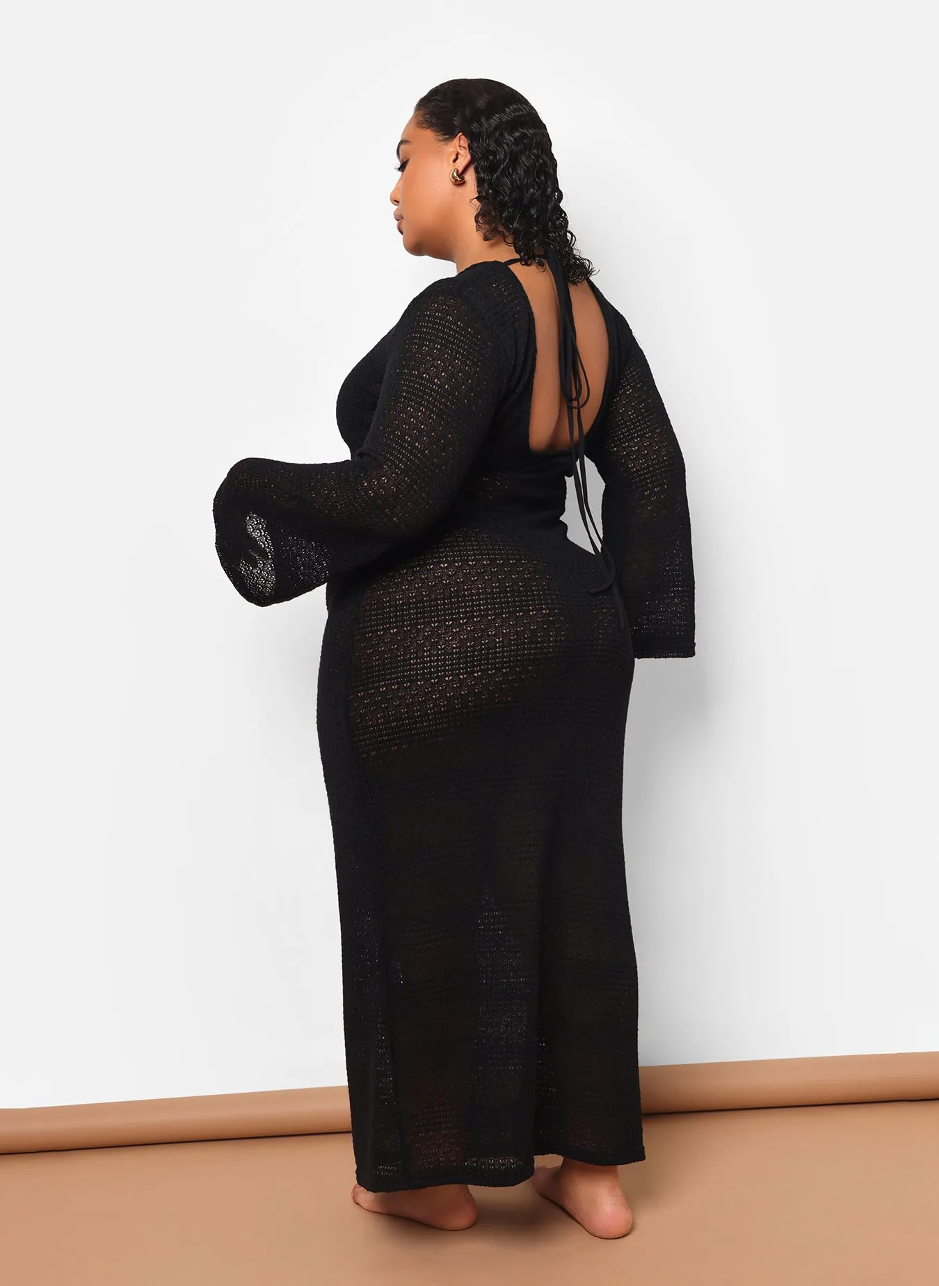 Aria Knit Ring Detail Maxi Slip Dress