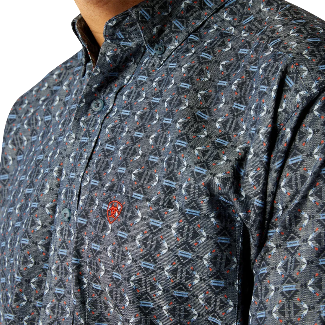 Ariat Men's Rochard Chambray Print Blue Shirt