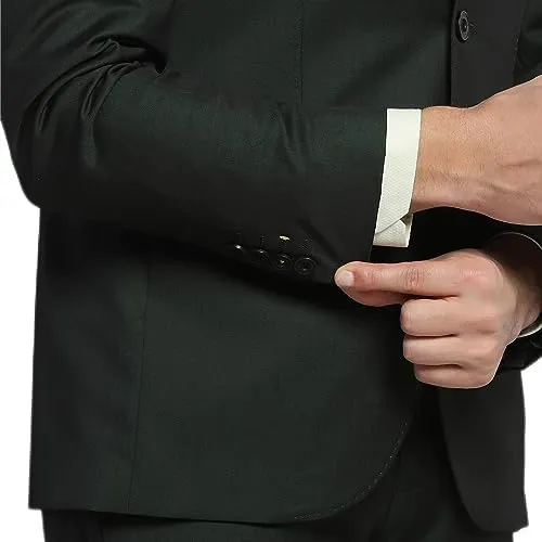 blackberrys Men's Solid Long Sleeve Suit Green