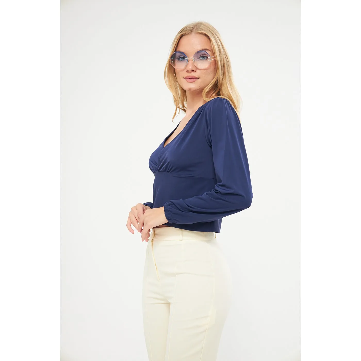 Blue Double Breasted Top