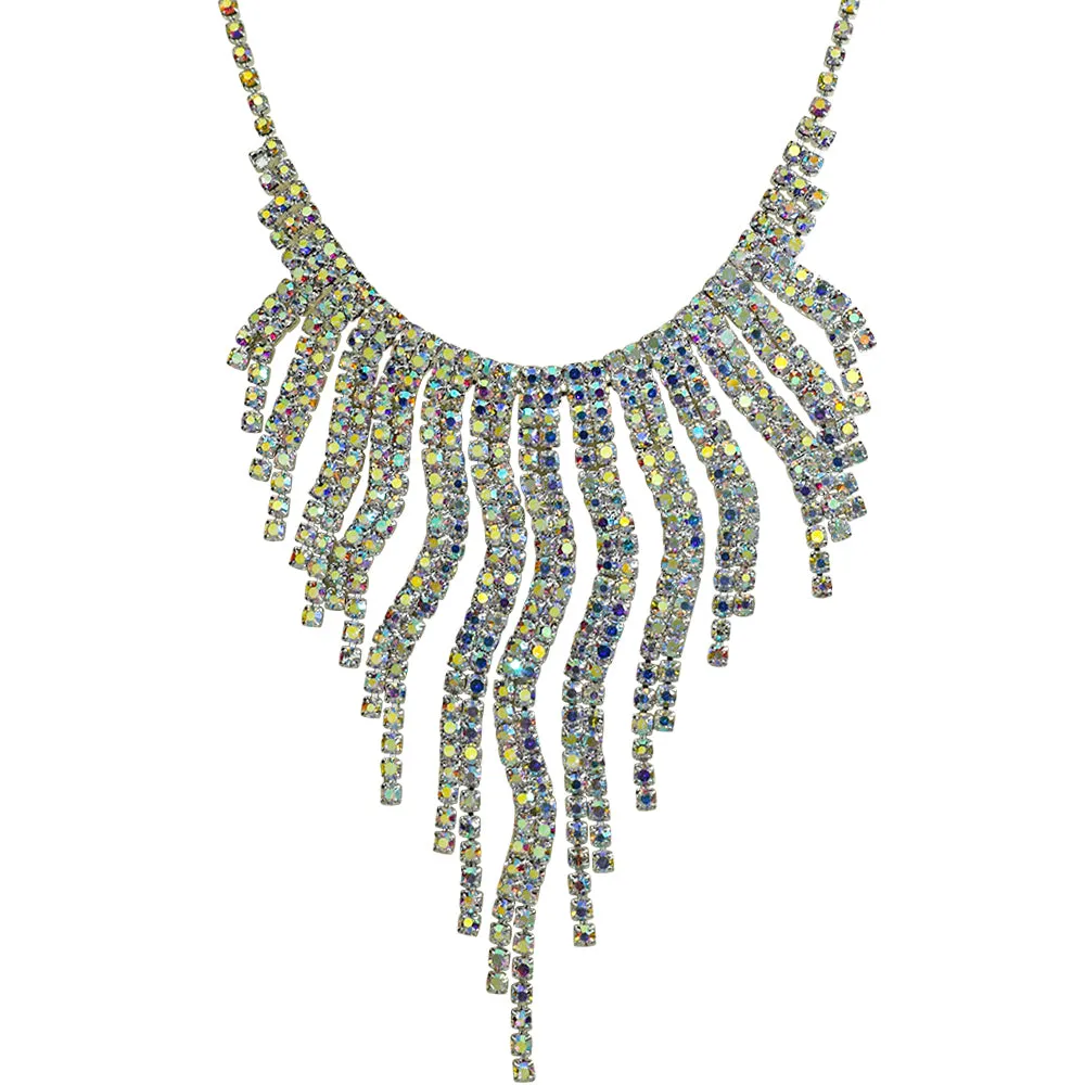 Champagne Wishes Necklace & Earrings Set (Sterling Silvertone/Crystal AB)