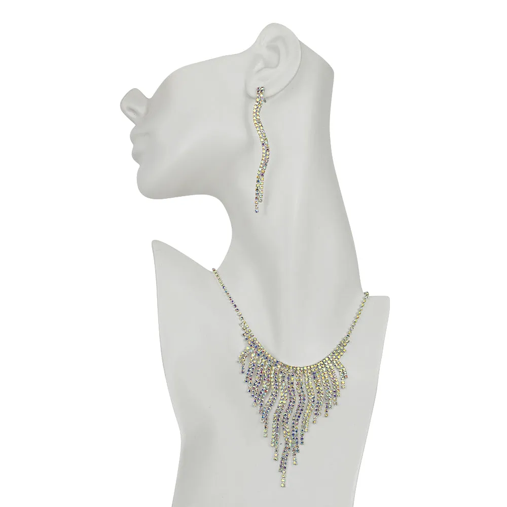 Champagne Wishes Necklace & Earrings Set (Sterling Silvertone/Crystal AB)