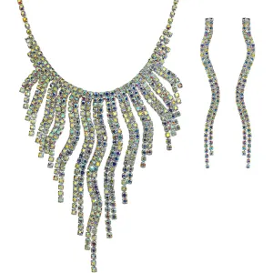 Champagne Wishes Necklace & Earrings Set (Sterling Silvertone/Crystal AB)