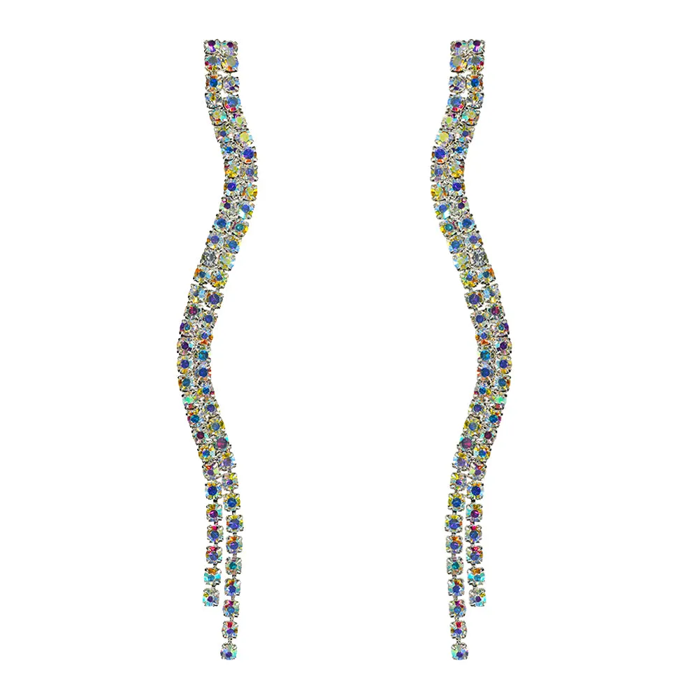 Champagne Wishes Necklace & Earrings Set (Sterling Silvertone/Crystal AB)
