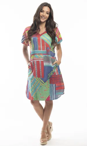 Cotton Dress Shift Short Sleeve Reversible Amalfi