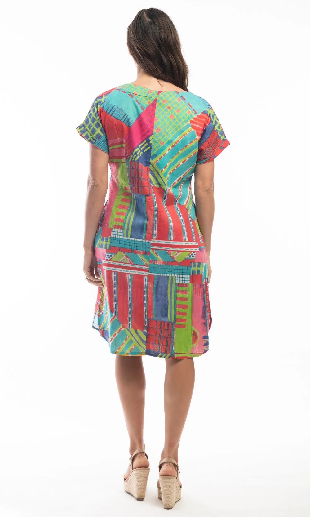 Cotton Dress Shift Short Sleeve Reversible Amalfi