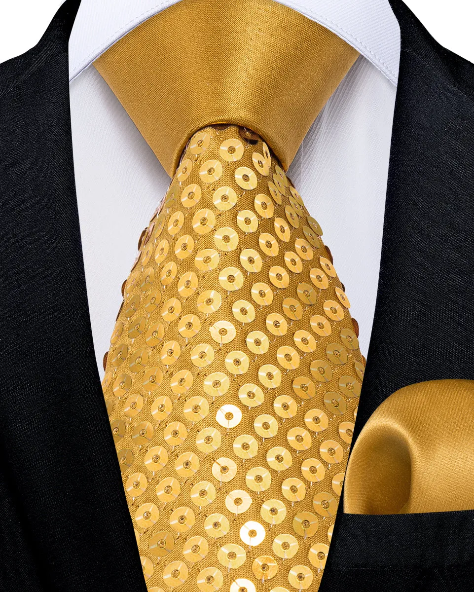 DiBanGu Gold Tie Unisex Sparkling Sequin Tie Men's Women's Stage Show Sequin Tie
