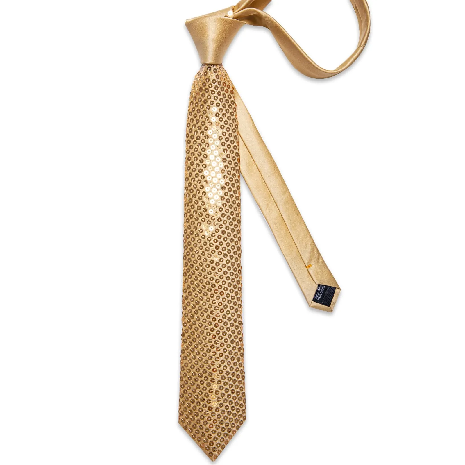 DiBanGu Sequin Tie Burly Wood Brown Solid Mens Dress Tie Pocket Square Set for Party