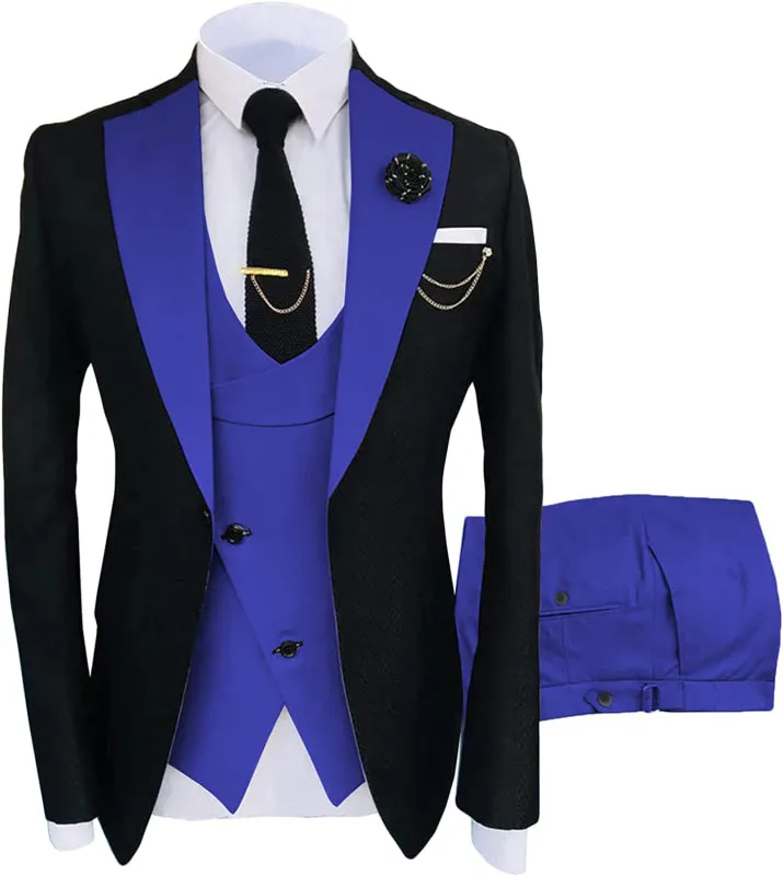 Fancy Shawl Lapel Three Pieces Prom Suits Slim Fit One Button Violet Business Suits