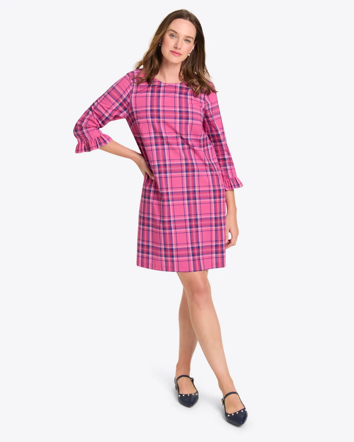 Jessie Shift Dress in Pink Angie Plaid