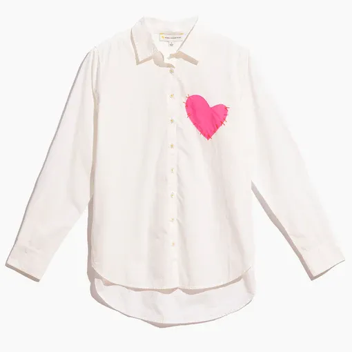 Kerri Rosenthal - Mia Shirt Imperfect Heart Pocket in White