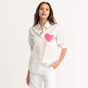 Kerri Rosenthal - Mia Shirt Imperfect Heart Pocket in White
