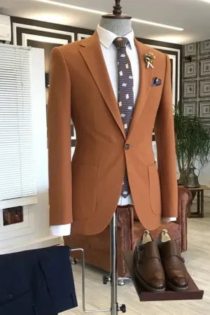 Light Brown Two Pieces Prom Suits Notched Lapel One Button Business Suits