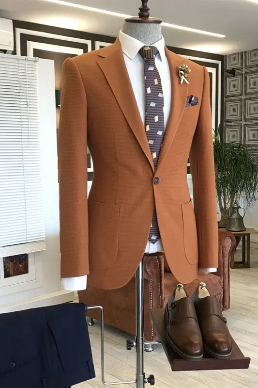 Light Brown Two Pieces Prom Suits Notched Lapel One Button Business Suits