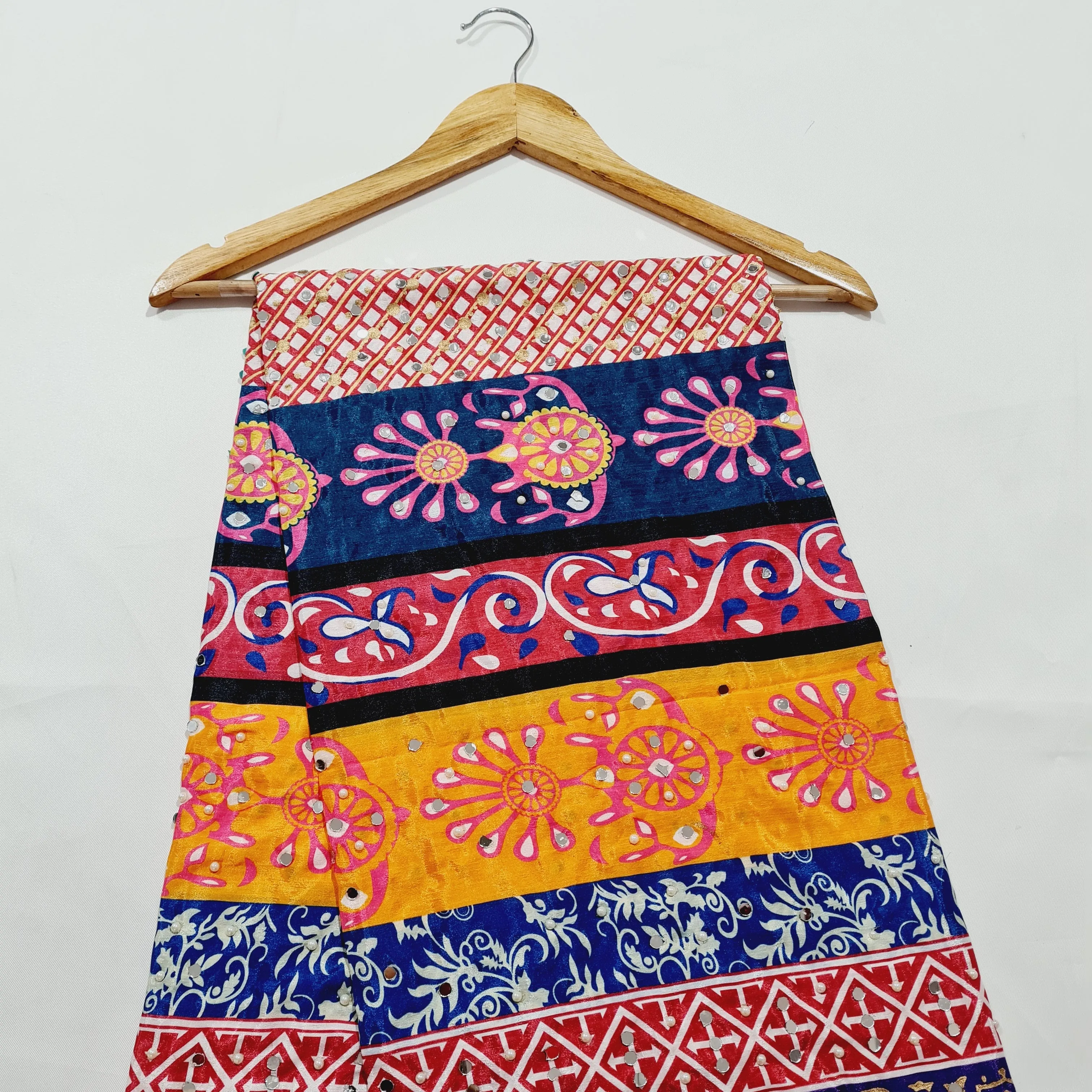 Mutlicolor Traditional Mirror Work Silk Dupatta