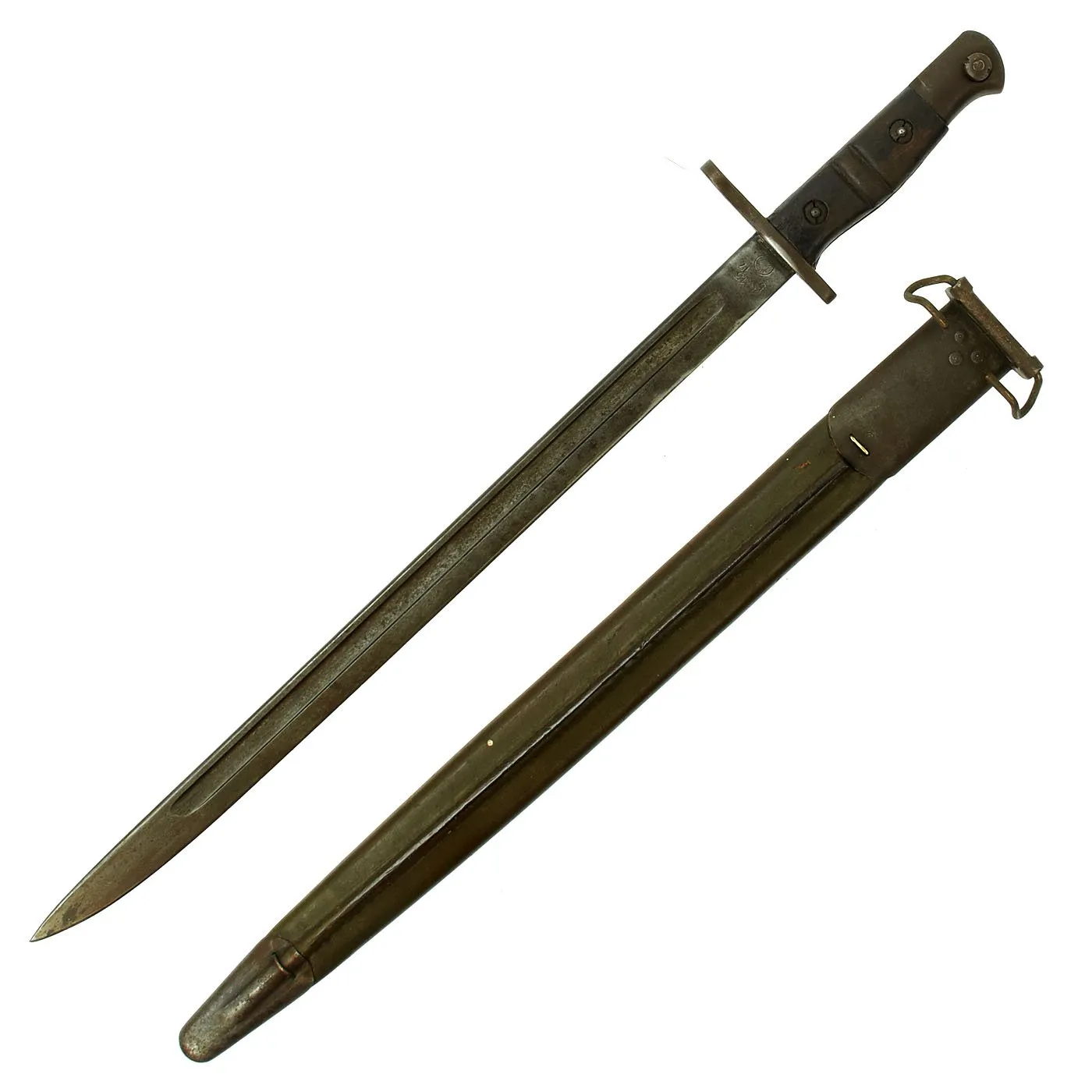Original U.S. WWI M1917 Enfield British P1913 Overstamp Bayonet by Remington with Scabbard