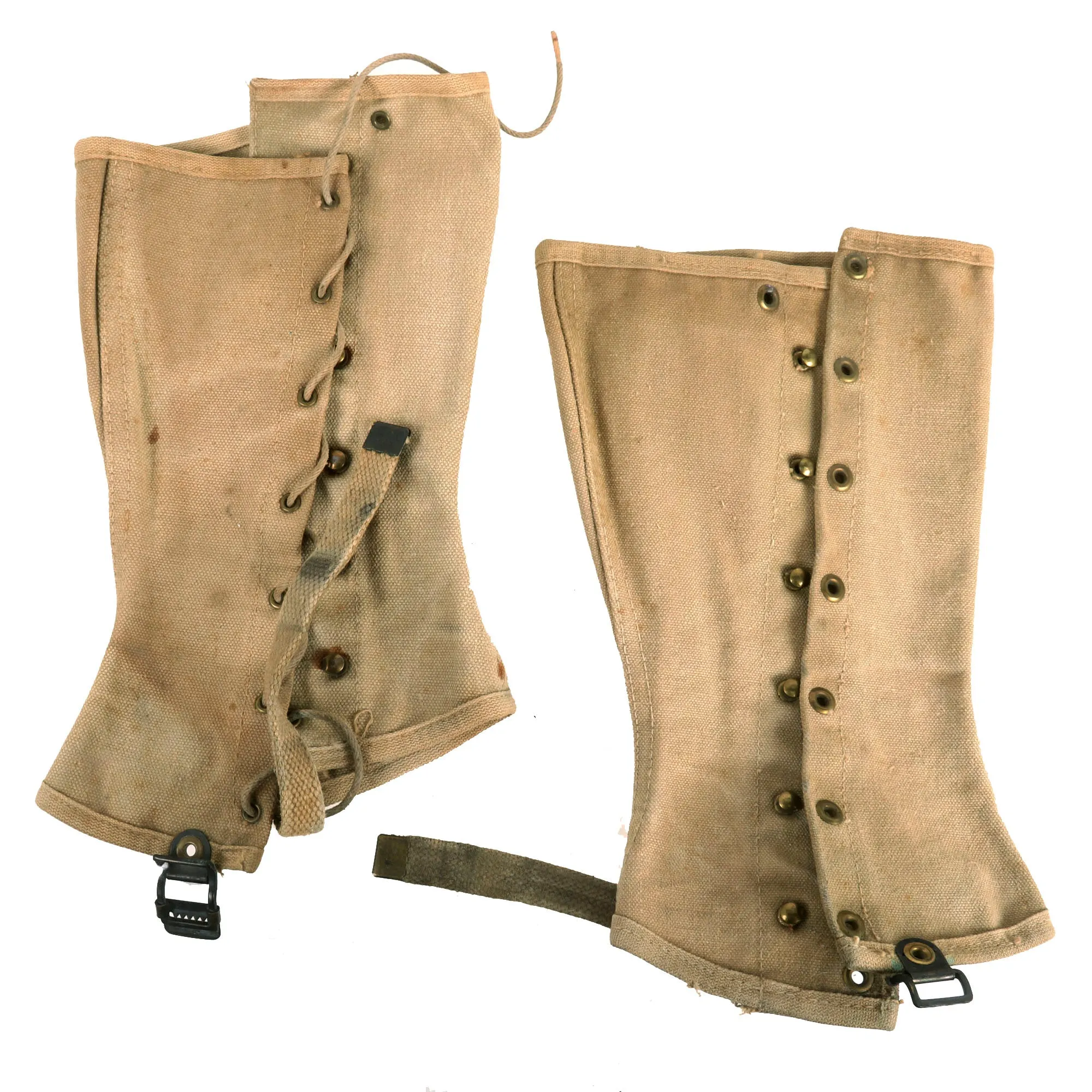 Original U.S. WWI M1917 Trench “Pershing” Boots With Wool Puttees, M1907 Gaiters and M1917 Gaiters - Matched Size 6