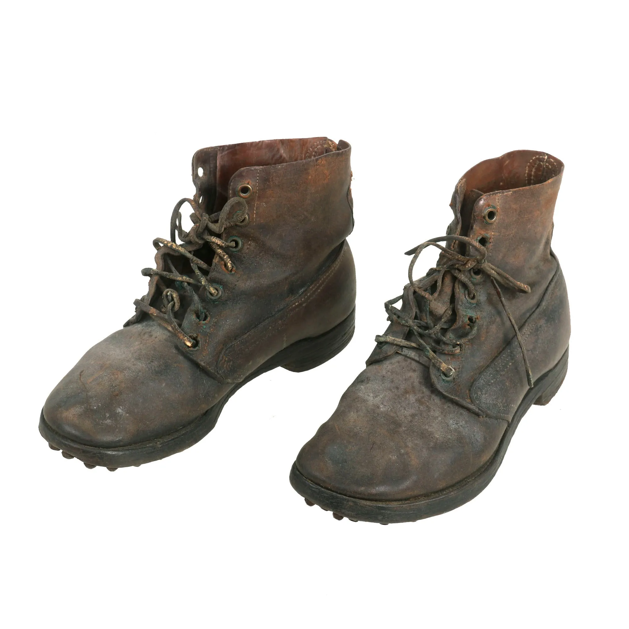 Original U.S. WWI M1917 Trench “Pershing” Boots With Wool Puttees, M1907 Gaiters and M1917 Gaiters - Matched Size 6