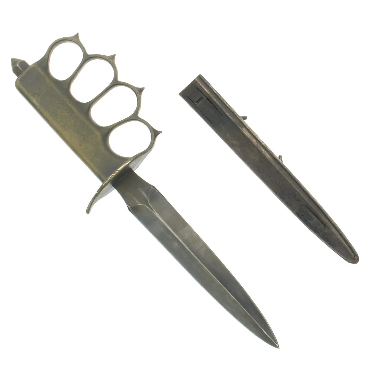 Original U.S. WWI Model 1918 Mark I Trench Knife by L.F. & C. in Mint Condition with Steel Scabbard