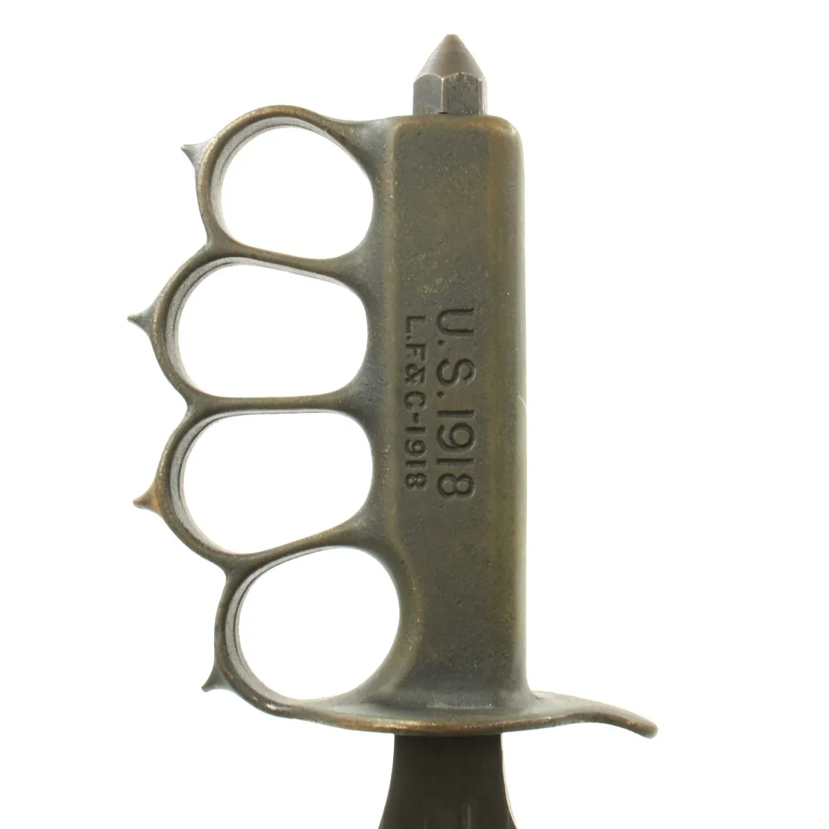 Original U.S. WWI Model 1918 Mark I Trench Knife by L.F. & C. in Mint Condition with Steel Scabbard