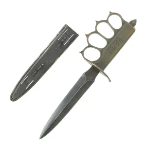 Original U.S. WWI Model 1918 Mark I Trench Knife by L.F. & C. in Mint Condition with Steel Scabbard