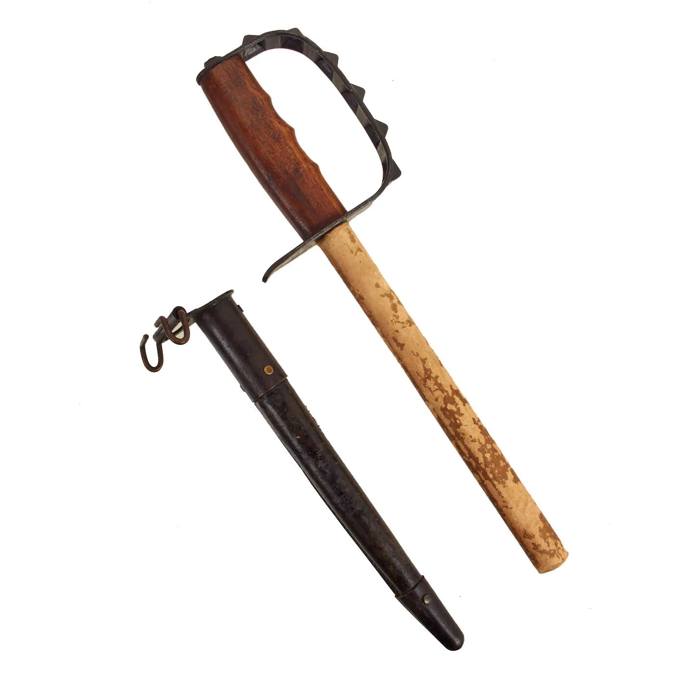 Original U.S. WWI UNISSUED M1917 Trench Knife by L.F. & C dated 1917 With Cardboard Shipping Tube and Scabbard by Jewell dated 1918