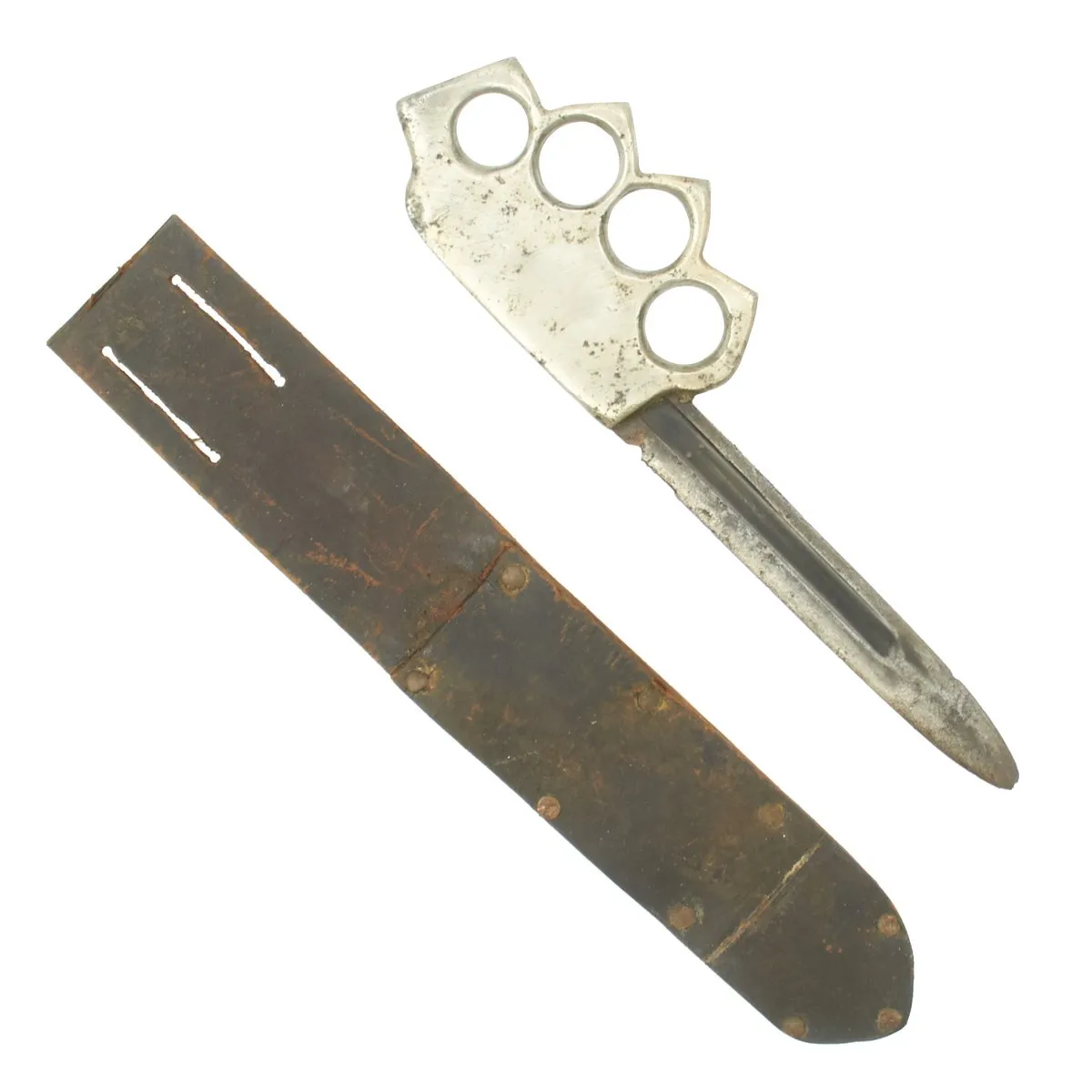 Original U.S. WWII Custom Knuckle Duster Fighting Knife Constructed From Remington Bayonet