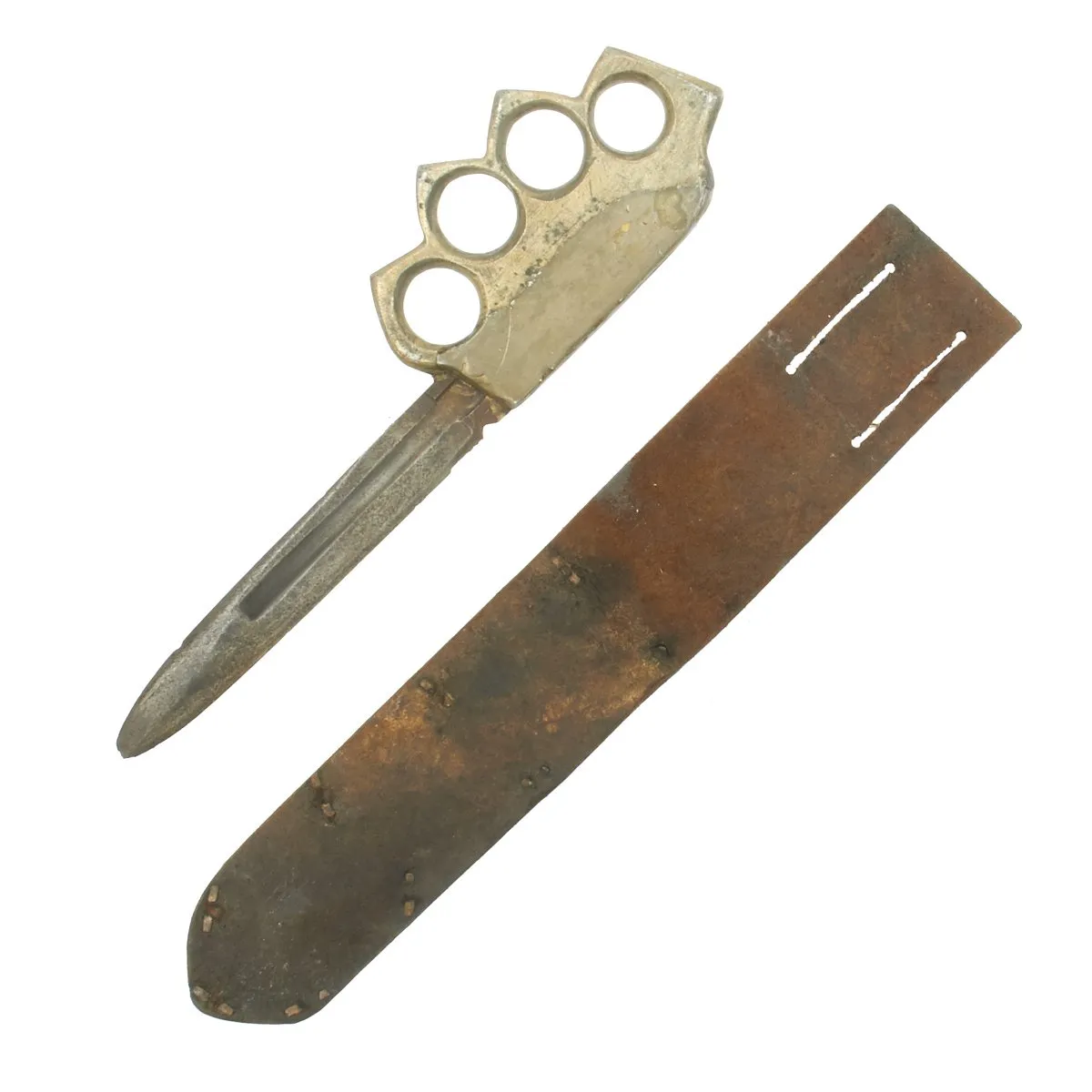 Original U.S. WWII Custom Knuckle Duster Fighting Knife Constructed From Remington Bayonet
