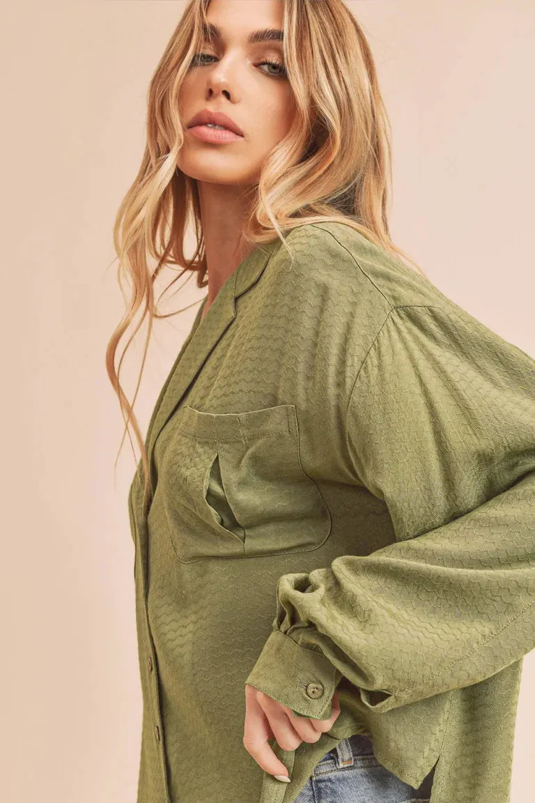 Oversized Blouse with Front Pockets