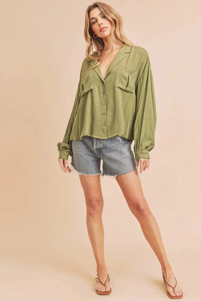 Oversized Blouse with Front Pockets