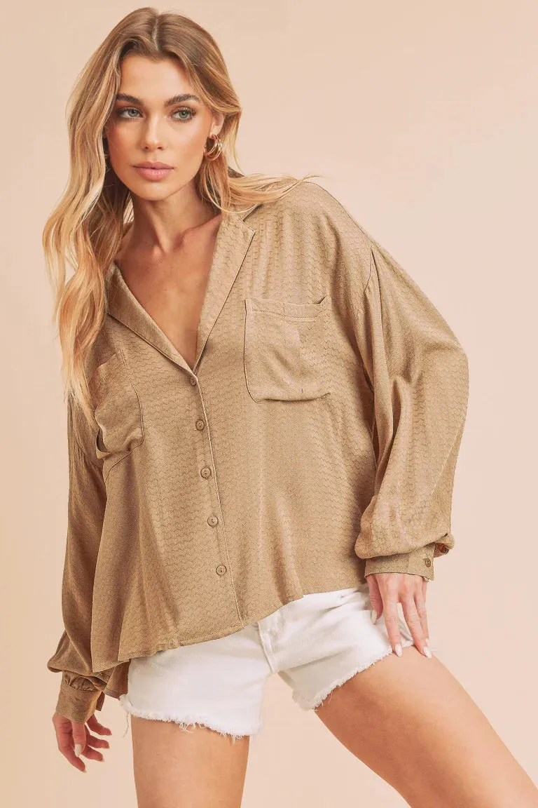 Oversized Blouse with Front Pockets