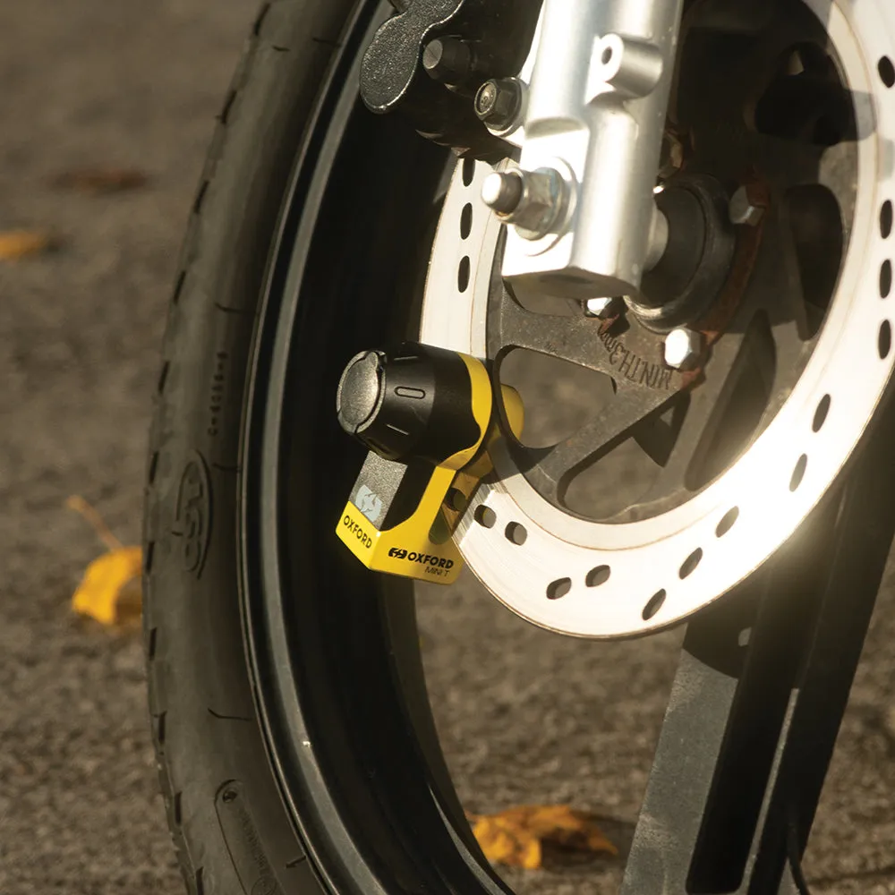 Oxford Mini T Disc Lock Yellow Security Motorcycle