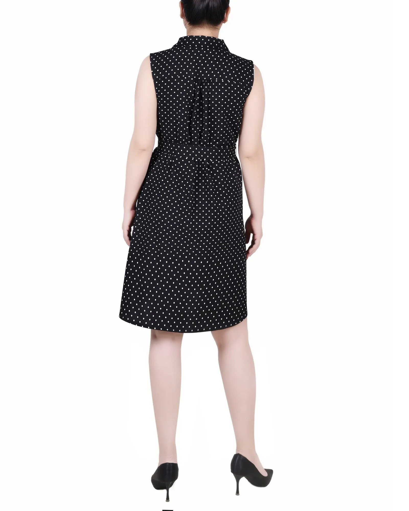Petite Sleeveless Belted Shirtdress