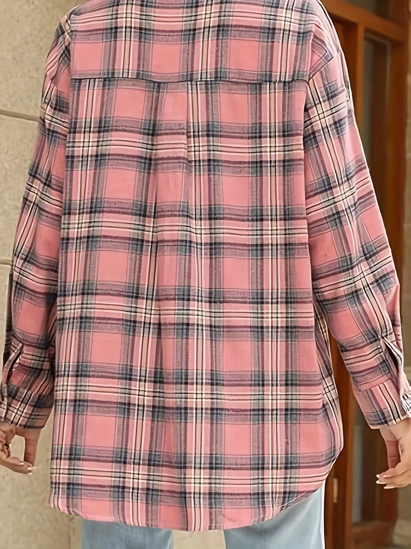 Plaid Print Button Up Shirt Stylish Plus Size Fashion for Women