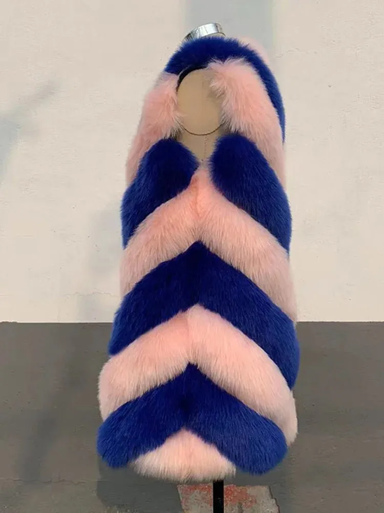 Pre Order:  Contrast Faux Fox Fur Vest