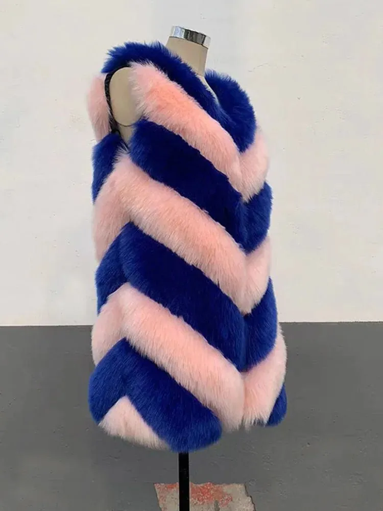 Pre Order:  Contrast Faux Fox Fur Vest
