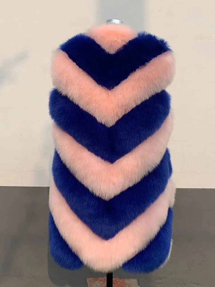 Pre Order:  Contrast Faux Fox Fur Vest