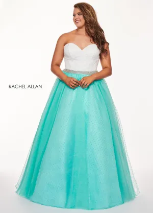Rachel Allan Curves 6677 White Mint Sweetheart Ballgown